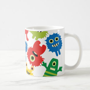Niedliches lustiges buntes Monster-Muster Kaffeetasse