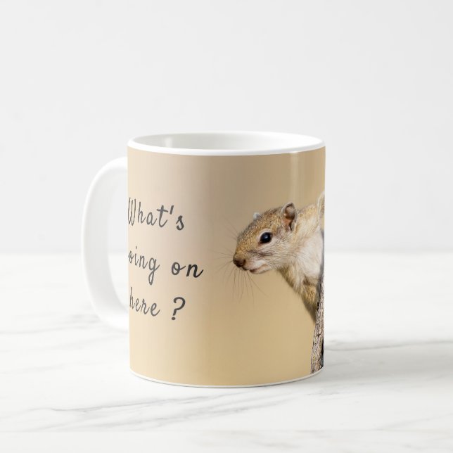 Niedliches lustiges Eichhörnchen-Foto mit Text Kaffeetasse (Vorderseite Links)