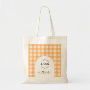 Niedliches, lustiges Gingham-Preppy-Logo Tragetasche