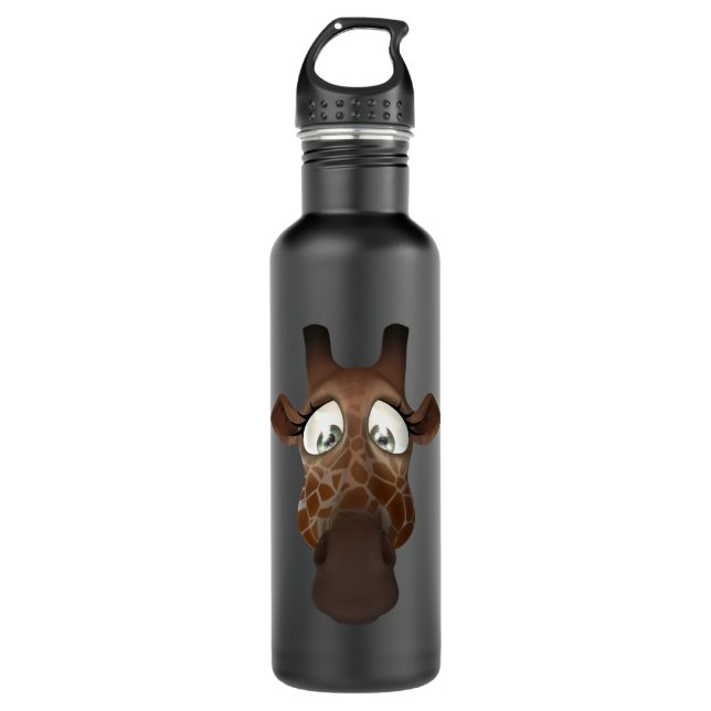 Niedliches lustiges Giraffen-Gesicht Edelstahlflasche (Vorderseite)