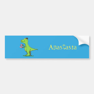 Niedliches, lustiges Grün zum Rex-Dinosaurier-Cart Autoaufkleber