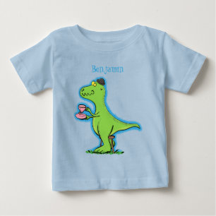 Niedliches, lustiges Grün zum Rex-Dinosaurier-Cart Baby T-shirt