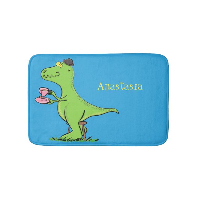 Niedliches, lustiges Grün zum Rex-Dinosaurier-Cart Badematte (Vorderseite)