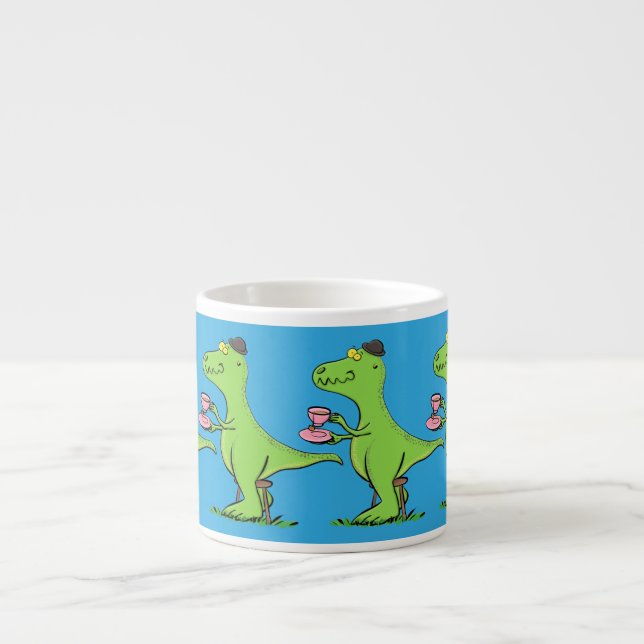 Niedliches, lustiges Grün zum Rex-Dinosaurier-Cart Espressotasse (Vorderseite)