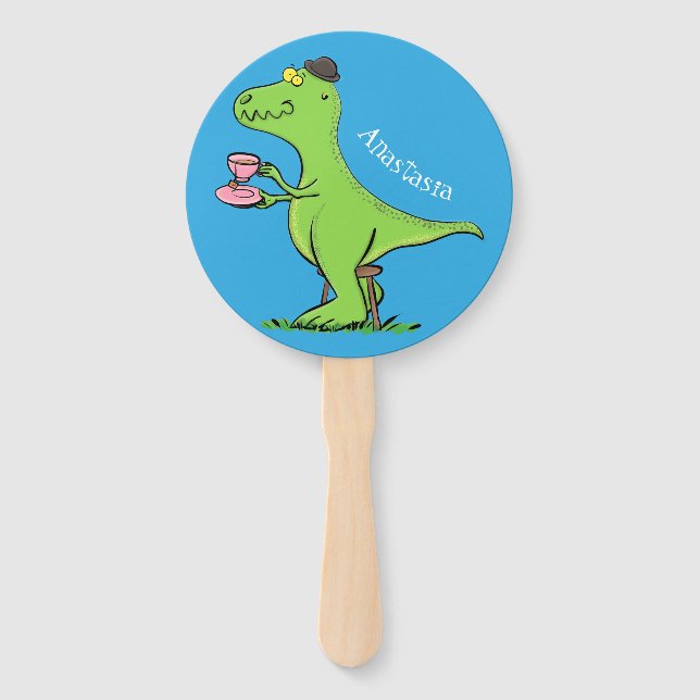 Niedliches, lustiges Grün zum Rex-Dinosaurier-Cart Fächer (Vorderseite)
