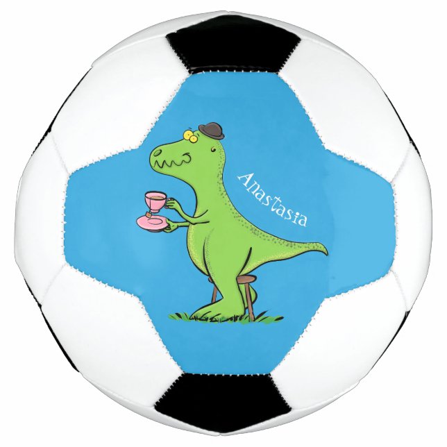 Niedliches, lustiges Grün zum Rex-Dinosaurier-Cart Fußball (Vorderseite)