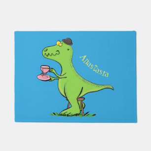 Niedliches, lustiges Grün zum Rex-Dinosaurier-Cart Fußmatte