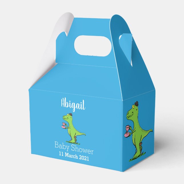 Niedliches, lustiges Grün zum Rex-Dinosaurier-Cart Geschenkschachtel (Vorderseite)