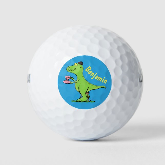 Niedliches, lustiges Grün zum Rex-Dinosaurier-Cart Golfball (Vorderseite)