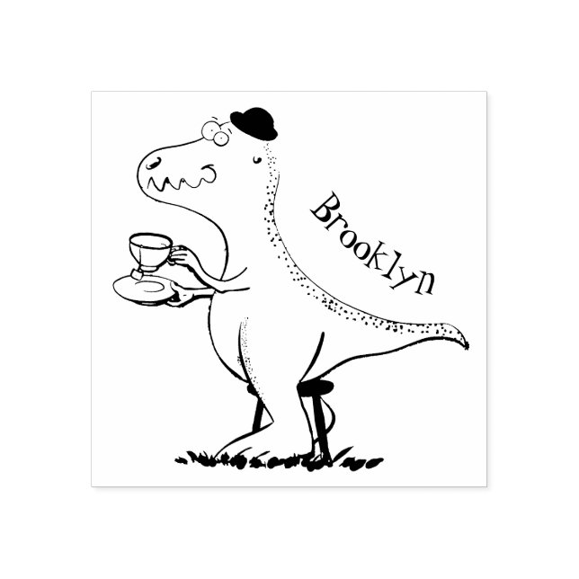 Niedliches, lustiges Grün zum Rex-Dinosaurier-Cart Gummistempel (Prägung)