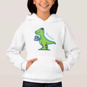 Niedliches, lustiges Grün zum Rex-Dinosaurier-Cart Hoodie