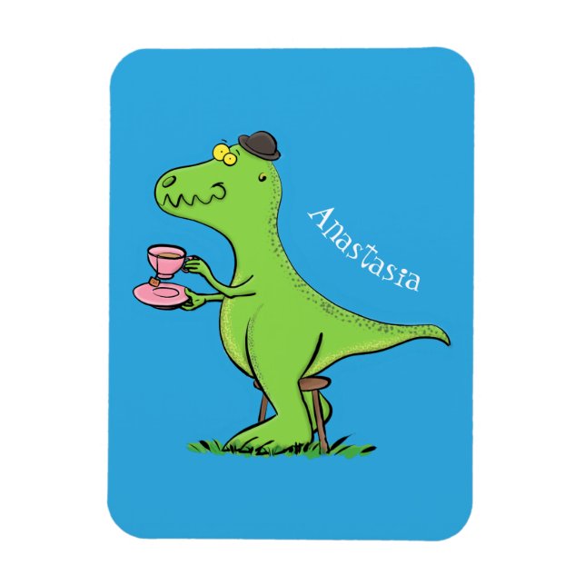 Niedliches, lustiges Grün zum Rex-Dinosaurier-Cart Magnet (Vertikal)