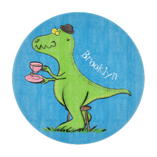 Niedliches, lustiges Grün zum Rex-Dinosaurier-Cart Schneidebrett