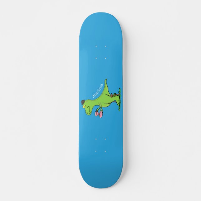 Niedliches, lustiges Grün zum Rex-Dinosaurier-Cart Skateboard (Vorne)