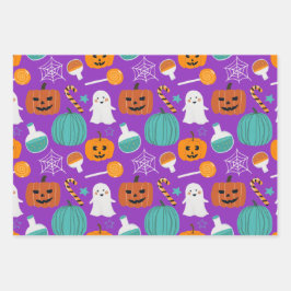 Niedliches lustiges Halloween-Muster für Kinder Geschenkpapier Set