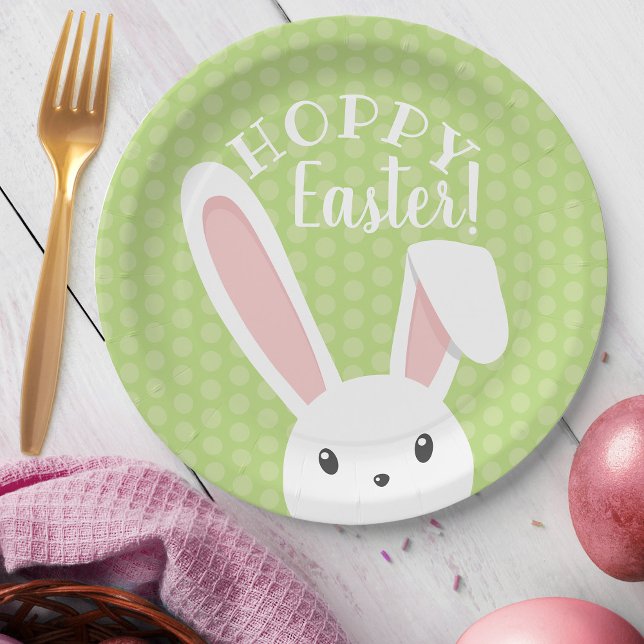Niedliches lustiges Hoppy Osterfest Bunny Green Sp Pappteller (Von Creator hochgeladen)