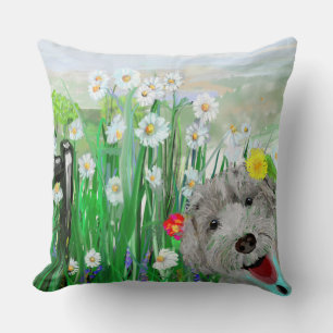 Niedliches, lustiges Labradoodle Daisies Throw Kis Kissen