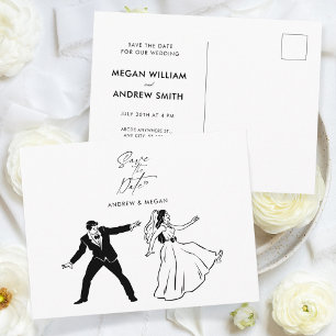 Niedliches, lustiges, minimalistisches Hochzeitspa Postkarte