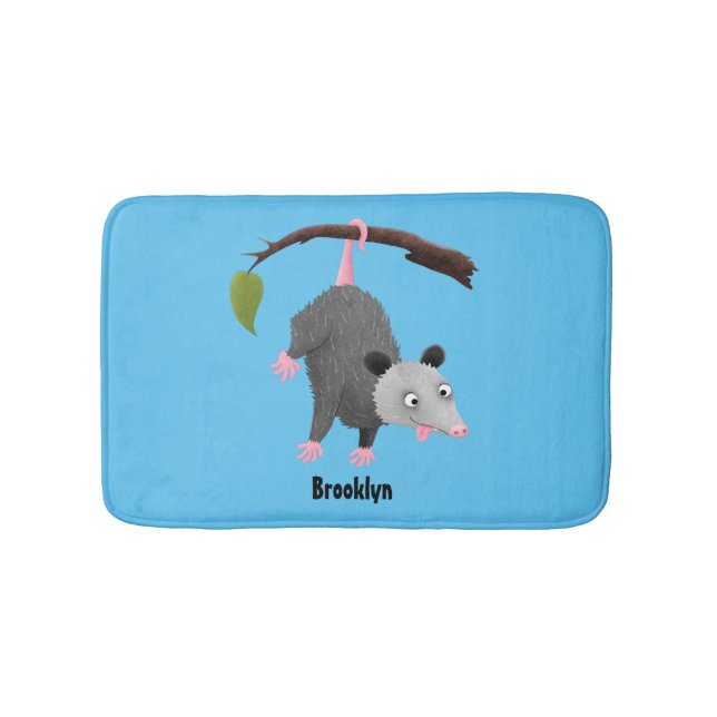 Niedliches lustiges Opossum aus Cartoon Badematte (Vorderseite)