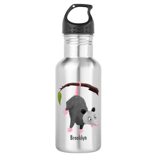 Niedliches lustiges Opossum aus Cartoon Edelstahlflasche (Vorderseite)