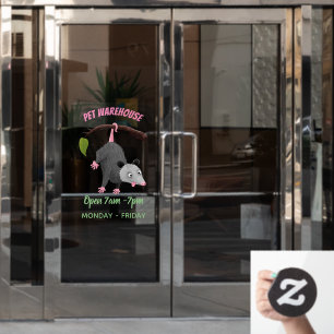 Niedliches lustiges Opossum aus Cartoon Fensteraufkleber