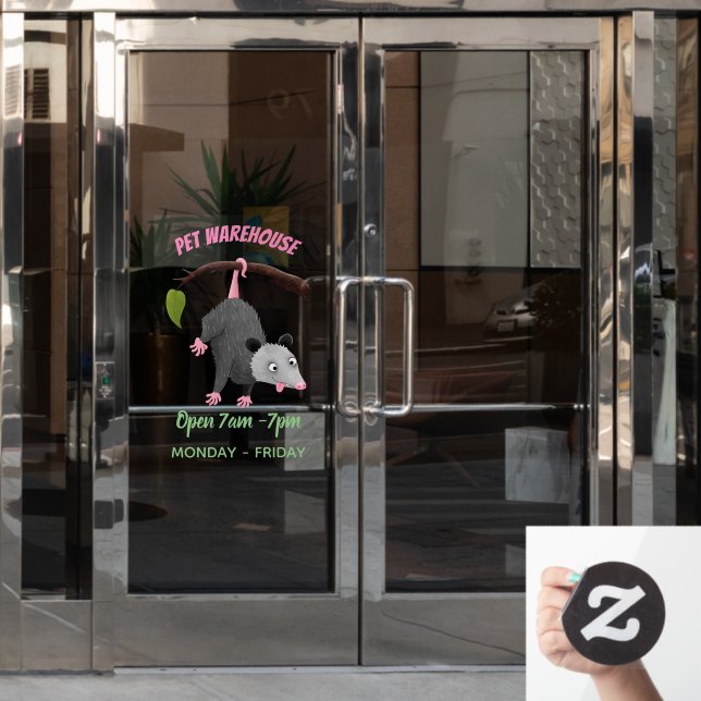 Niedliches lustiges Opossum aus Cartoon Fensteraufkleber (Büro Tür)