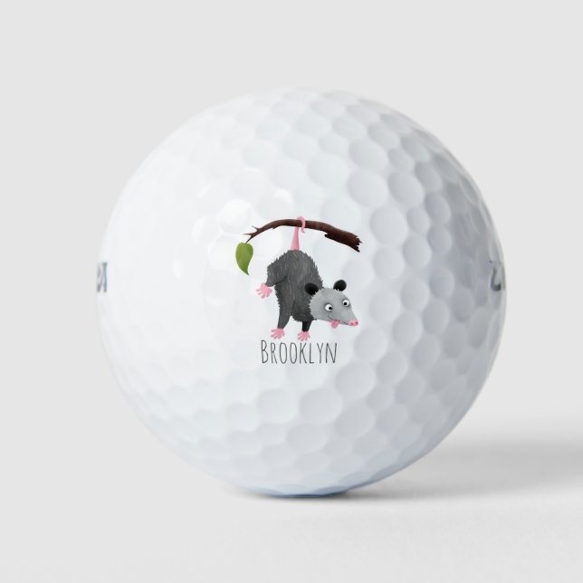 Niedliches lustiges Opossum aus Cartoon Golfball (Vorderseite)
