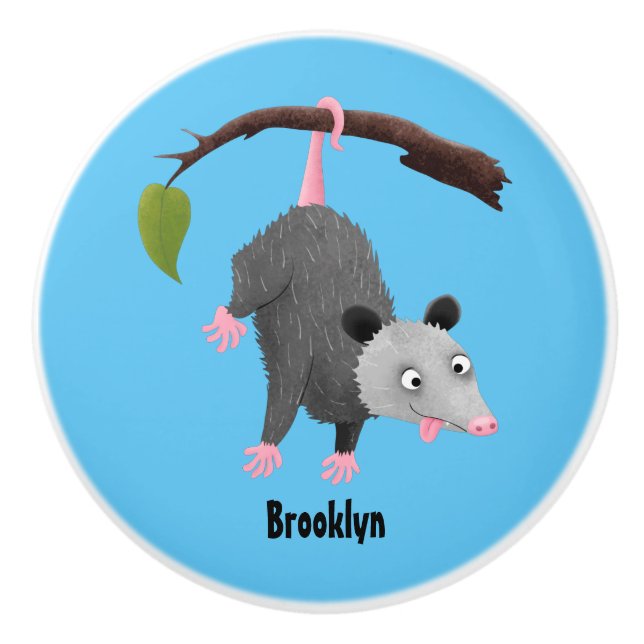 Niedliches lustiges Opossum aus Cartoon Keramikknauf (Vorderseite)