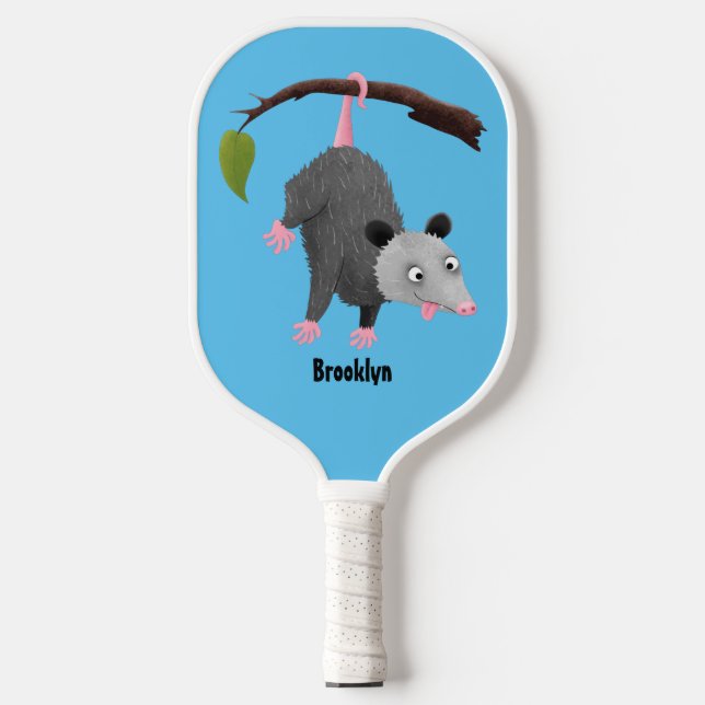 Niedliches lustiges Opossum aus Cartoon Pickleball Schläger (Vorderseite)