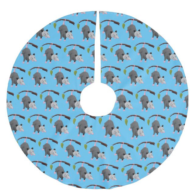Niedliches lustiges Opossum aus Cartoon Polyester Weihnachtsbaumdecke (Vorderseite)