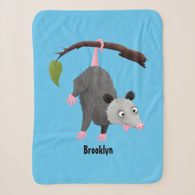 Niedliches lustiges Opossum aus Cartoon Sherpadecke (Vorderseite)