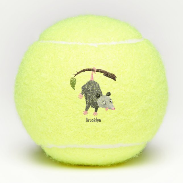 Niedliches lustiges Opossum aus Cartoon Tennisbälle (Vorderseite)