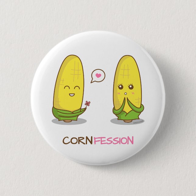 Niedliches lustiges Punny Mais-Liebe-Geständnis Button (Vorderseite)