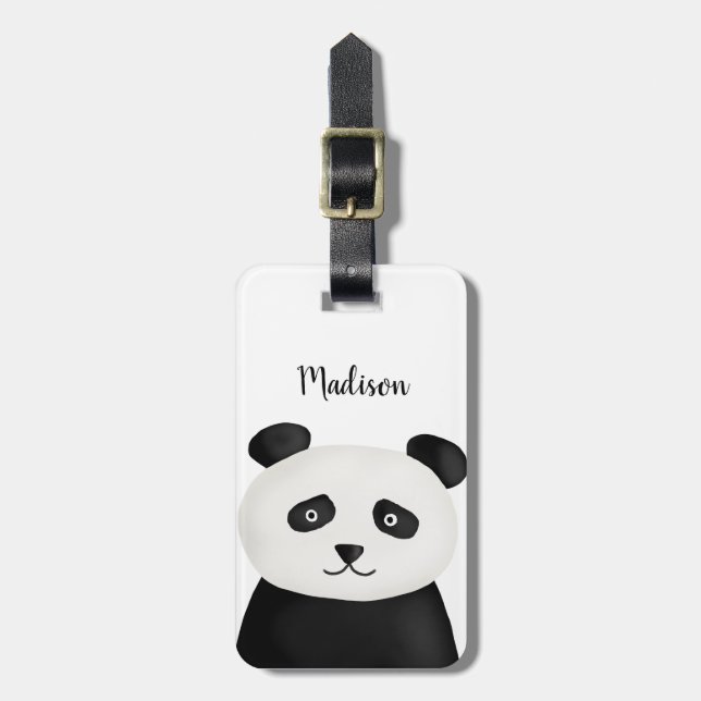 Niedliches lustiges Tier des Panda-Gesichts-| Gepäckanhänger (Vorderseite vertikal)