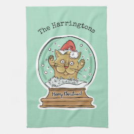 Niedliches lustiges Weihnachtskatzen-Name-Handtuch Geschirrtuch