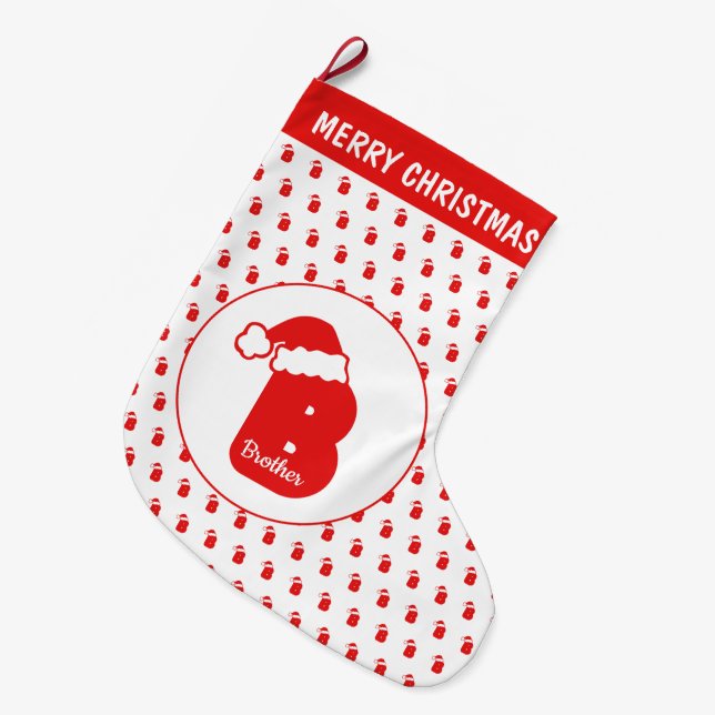 Niedliches lustiges Weihnachtsmann-Hut-Muster mit Großer Weihnachtsstrumpf (Vorderansicht (hängend))