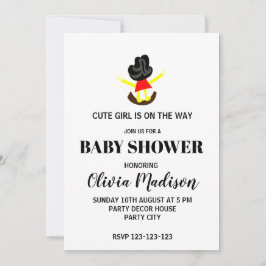 Niedliches Mädchen auf einer Baby-Baby-Babydusche Einladung