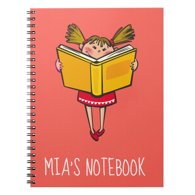 Niedliches Mädchen, das ein Buch Geekmädchen liest (Vorderseite)