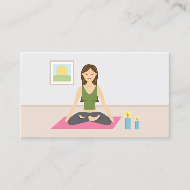 Niedliches Mädchen, das Yoga im Zimmer macht Visitenkarte (Vorderseite)