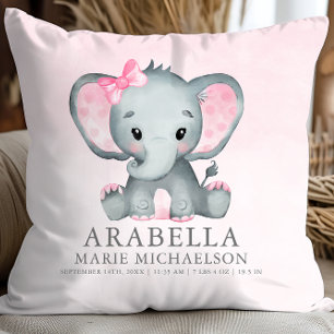 Niedliches Mädchen Elephant Pink Baby Kissen