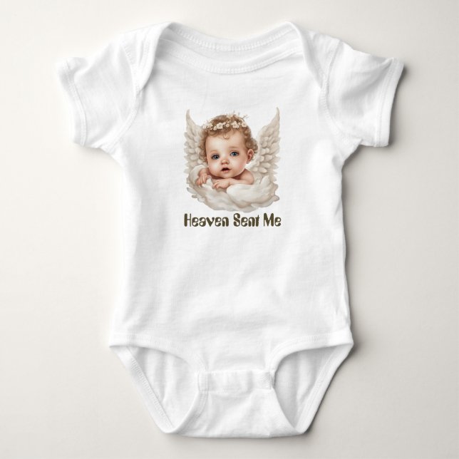 Niedliches Mädchen Heaven schickte Text hinzufügen Baby Strampler (Vorderseite)