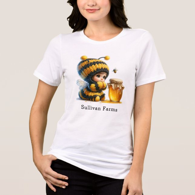 Niedliches Mädchen in Bienenkostüm mit Honiggeschä Tri-Blend Shirt (Vorderseite)