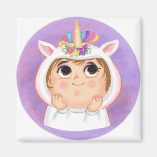 Niedliches Mädchen in einem einmaligen Halloween-K Magnet