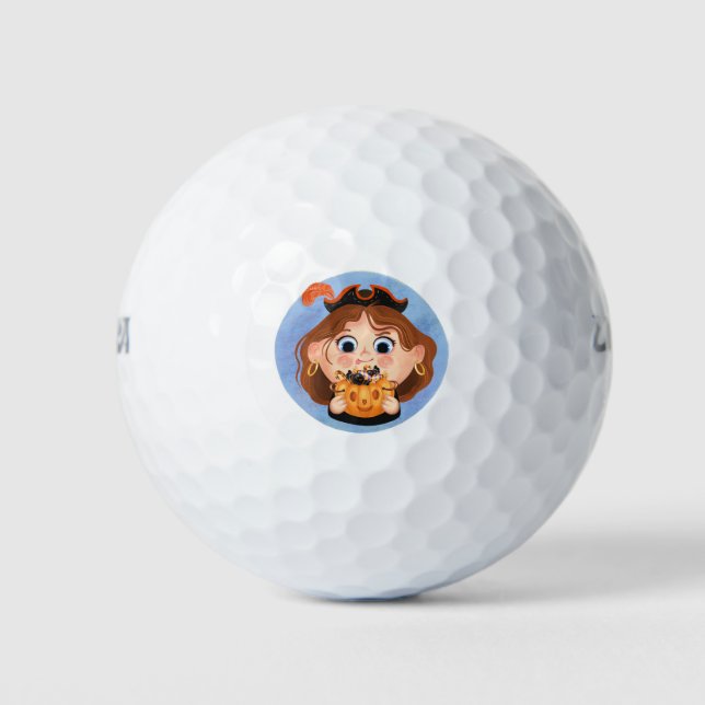 Niedliches Mädchen in einem Piratenkostüm Golfball (Vorderseite)