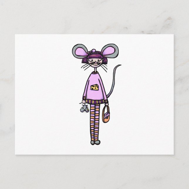 Niedliches Mädchen in Mouse Kostüm Postkarte (Vorderseite)