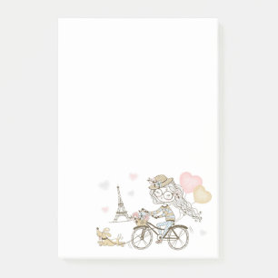 Niedliches Mädchen in Paris Post-it Klebezettel