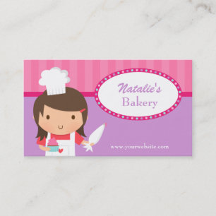 Niedliches Mädchen-Kochs-Kuchen-Bäckerei-Café-Rosa Visitenkarte