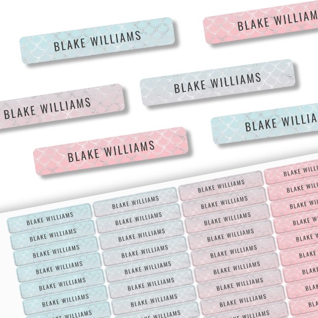 Niedliches Mädchen Meerjungfrau Kinder Schule Wass Etiketten (Mermaid Custom Girl Name School Waterproof Labels)