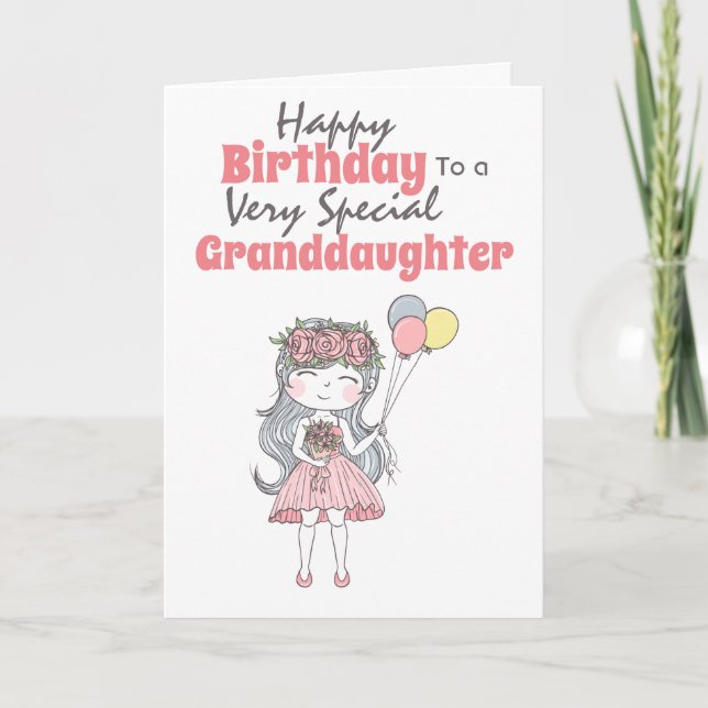 Niedliches Mädchen mit Ballons, besondere Enkeltoc Karte (Vorderseite)
