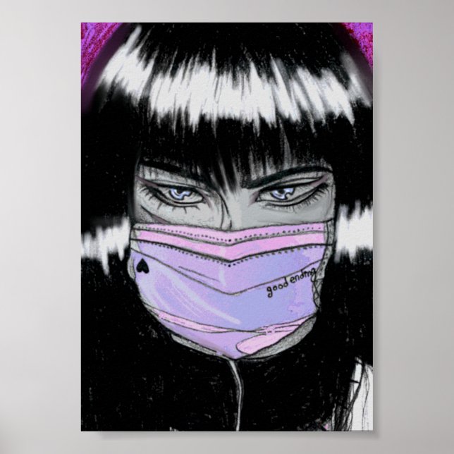 Niedliches Mädchen mit Gesichtsmaske Poster (Vorne)